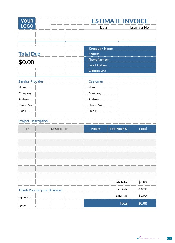 Download Free Estimate Invoice Template Photoshop template